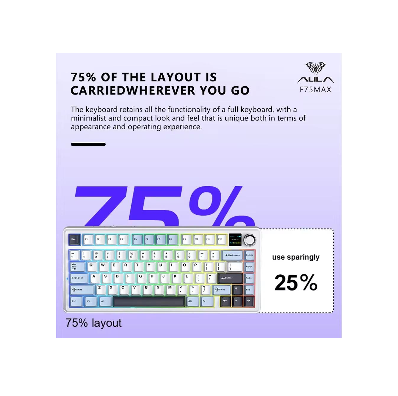 AULA F75 MAX Gaming Mechanical Keyboard 75% Wired//2.4G