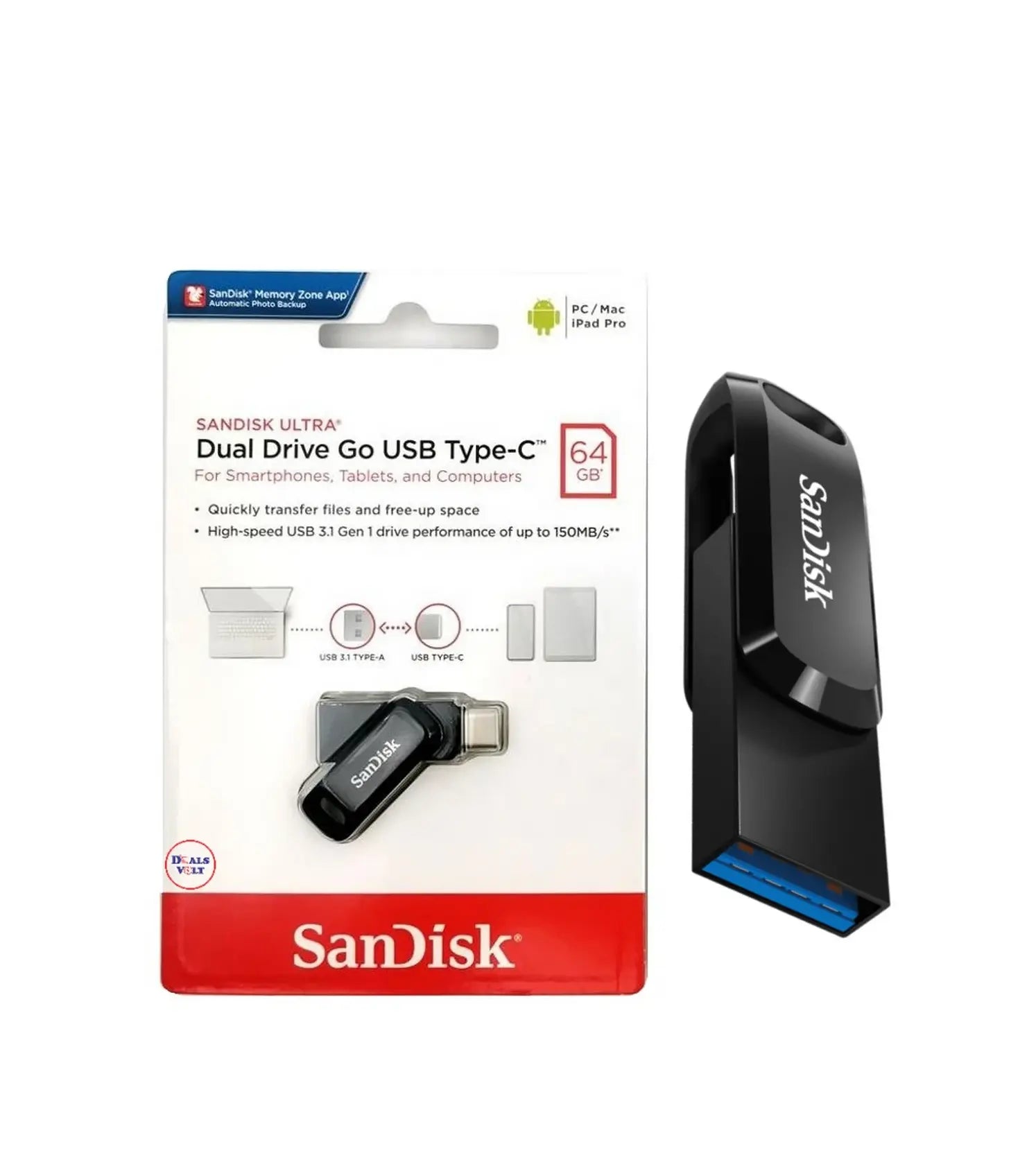SanDisk 64GB Ultra Dual Drive Go USB Type-C Flash Drive sandisk