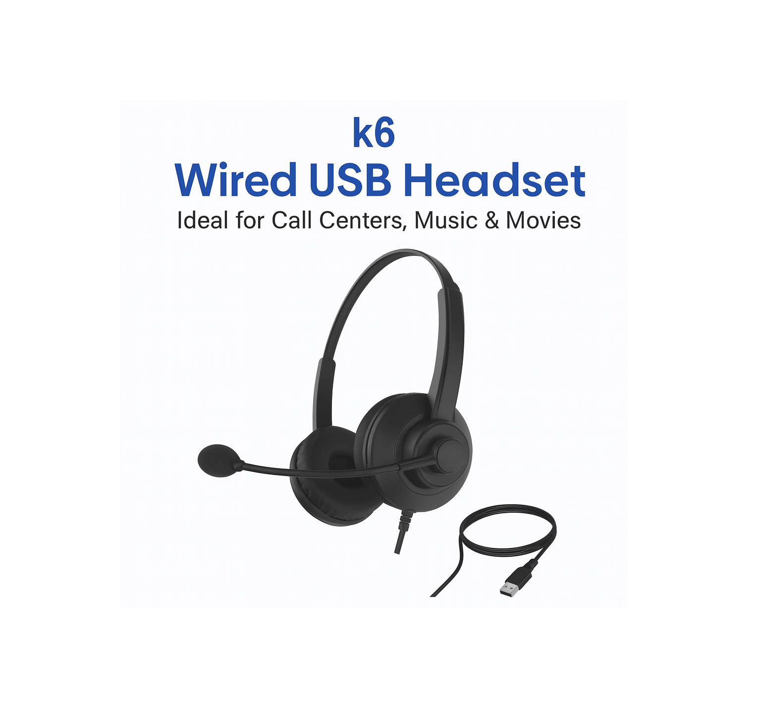 K6 Wired USB Headset – Ideal for Call Centers