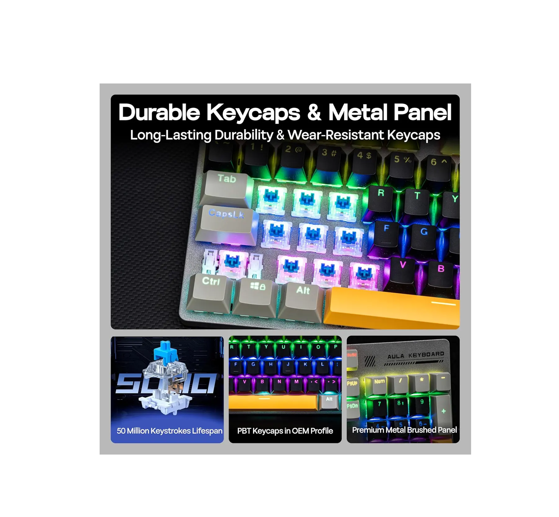 Aula S500 Wired Gaming Keyboard, 100% Full Size Mechanical Keyboard