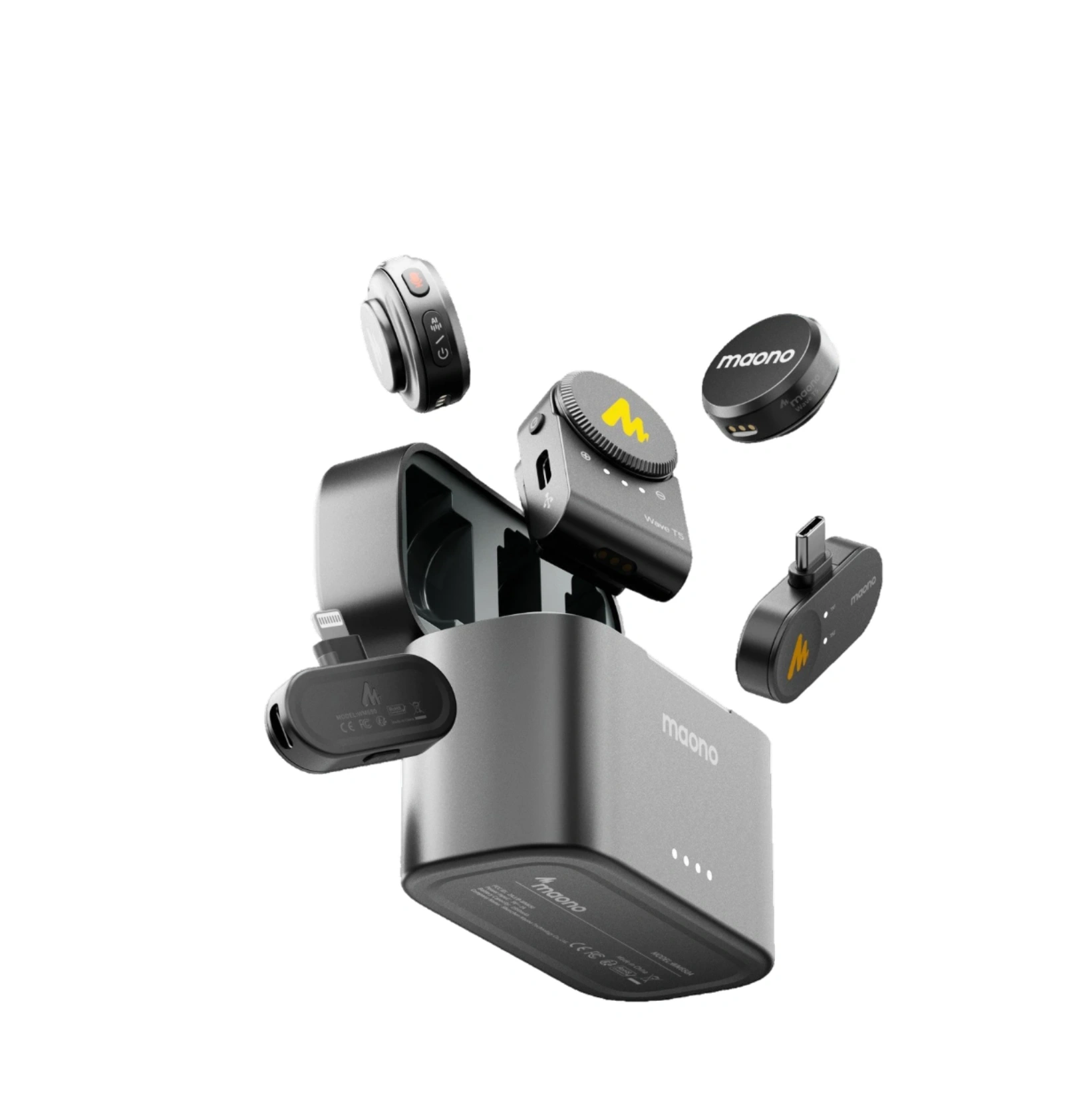 MAONO Wave T5 Wireless Lavalier Microphone, USB-C and Lightning Plug