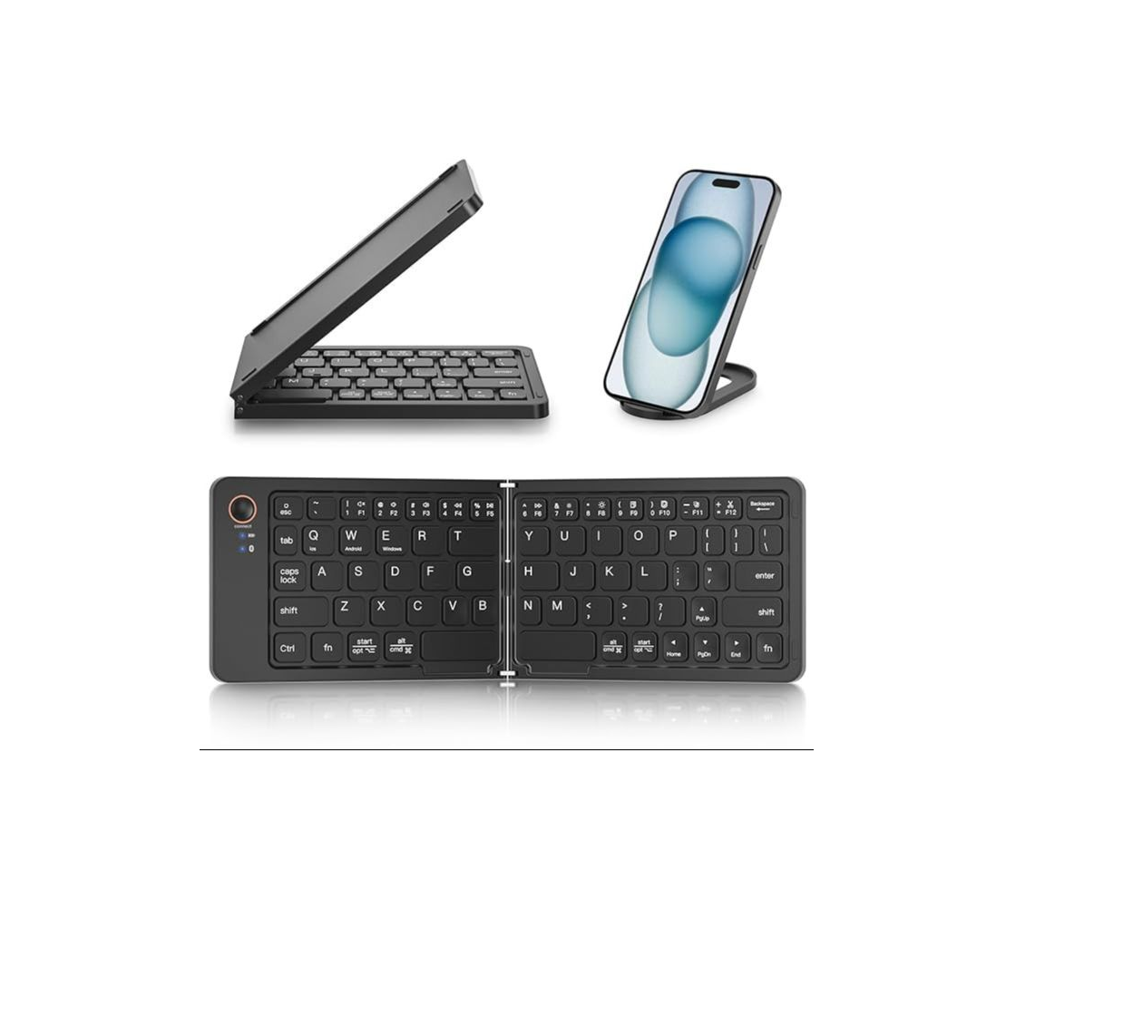 B028 11 Inch Foldable & Rechargeable Bluetooth Keyboard Black