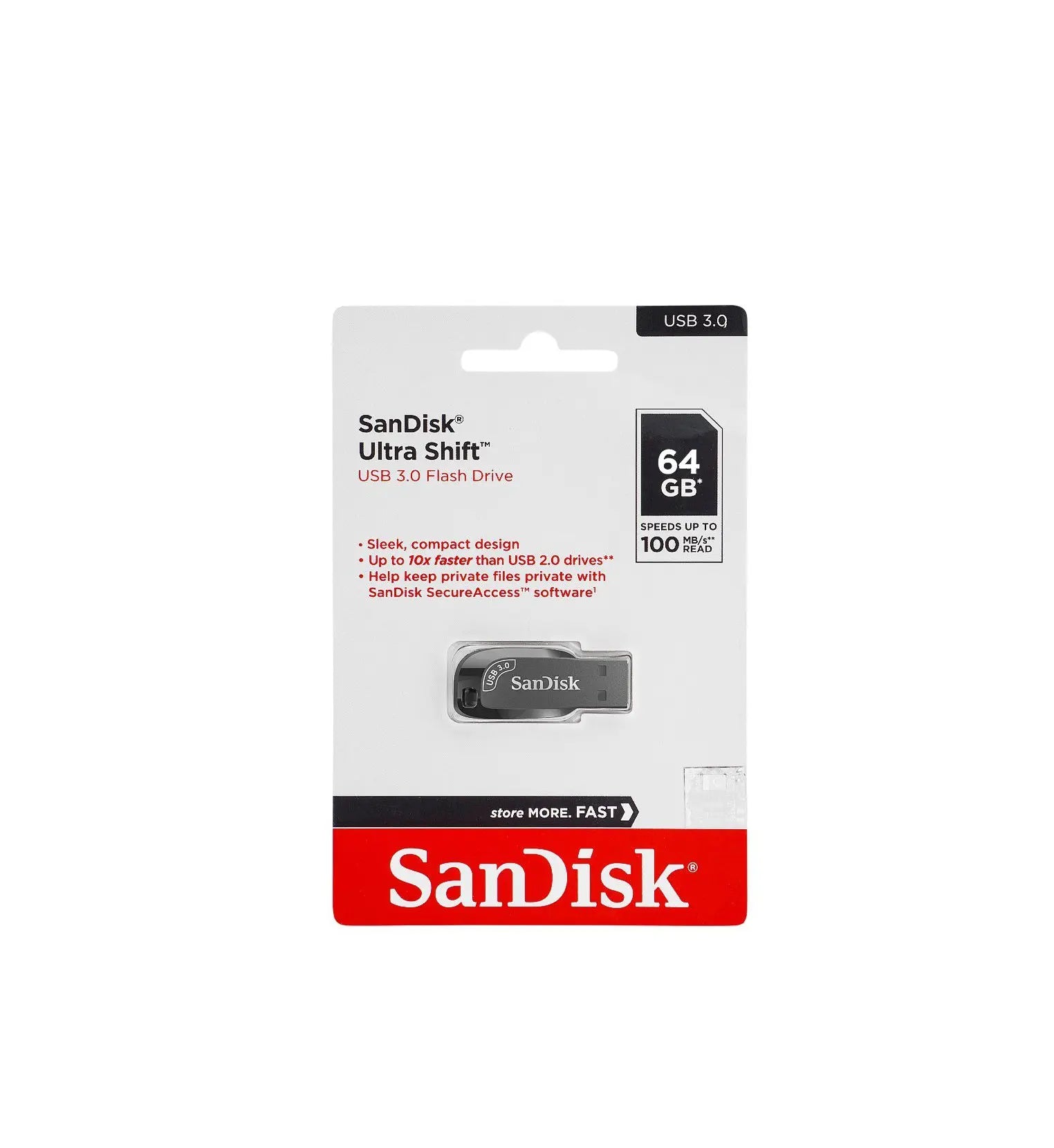 Sandisk Ultra Shift USB 3.0 Flash Drive, 100MB/s, 64GB sandisk