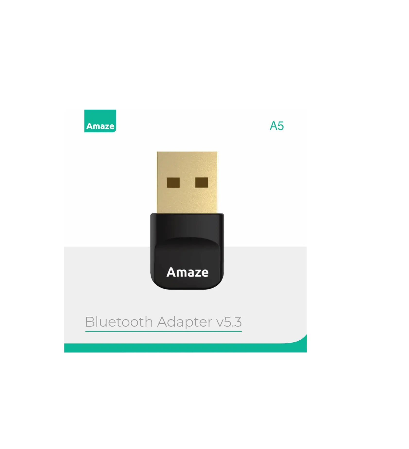 Amaze A5 Bluetooth USB Adapter V5.3, Bluetooth USB Adapter, 2.4GHz, Up to 20 Meters Range