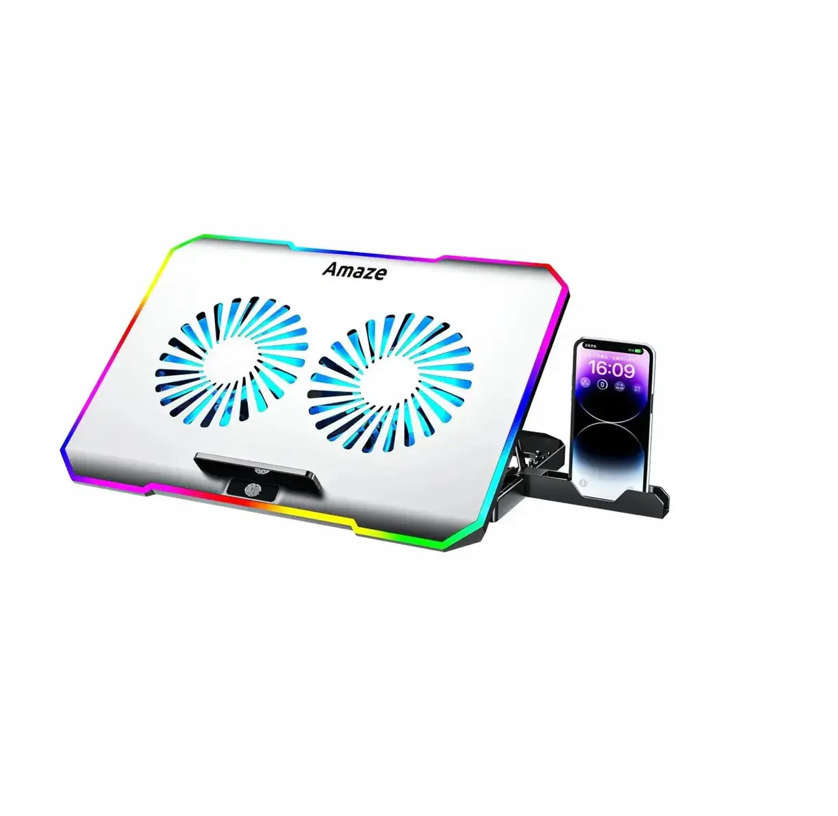 Amaze A505 Laptop RGB Cooling Stand with Dual 110mm Fans, 5-Step Retractable, 10 RGB Modes Amaze