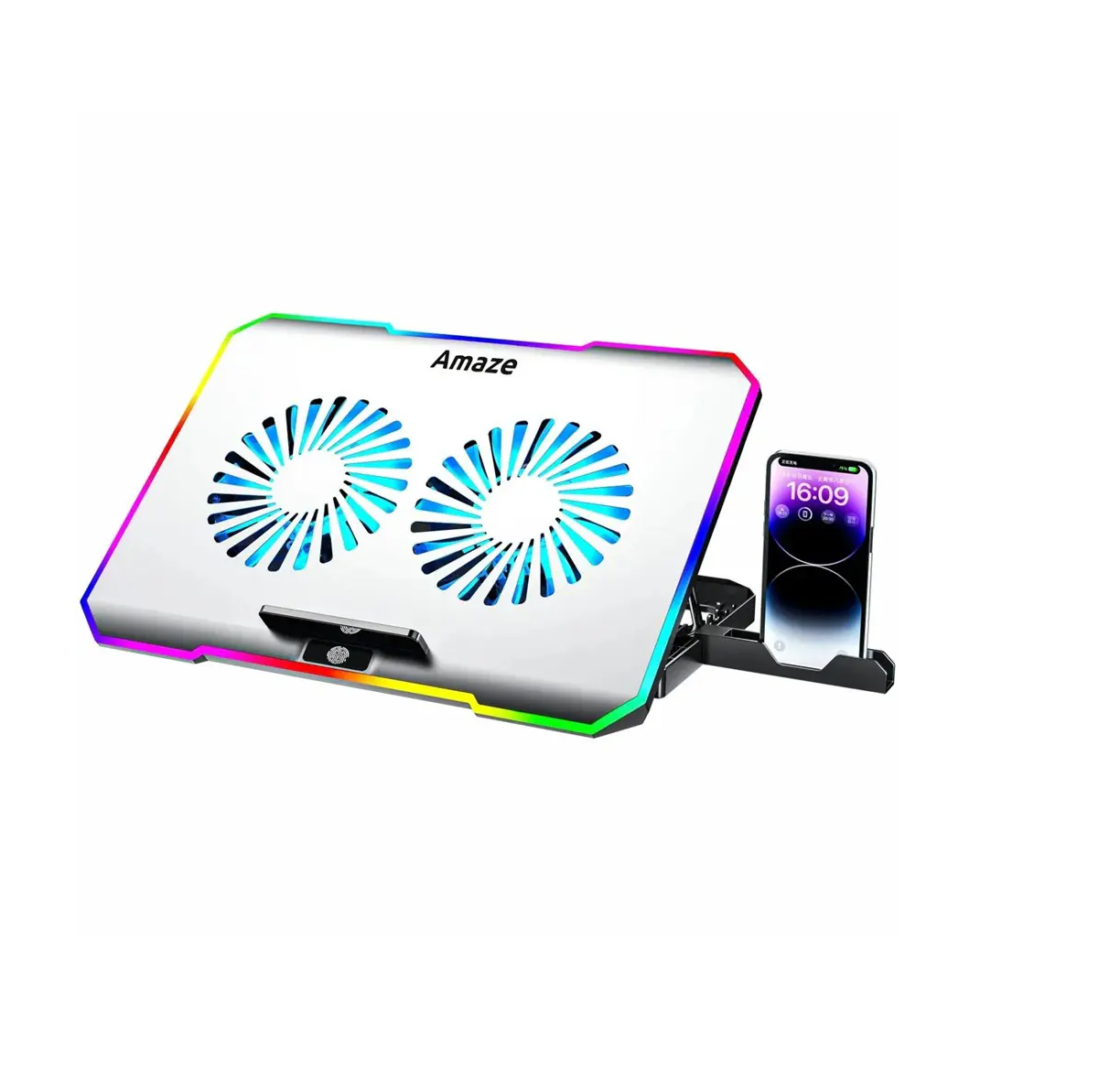 Amaze A505 Laptop RGB Cooling Stand with Dual 110mm Fans, 5-Step Retractable, 10 RGB Modes