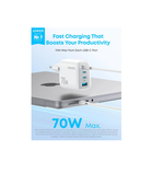 ANKER  Anker Zolo 70W 4-Port Charger A121C (3C+1U, PD 3.0) | Compact GaN Fast Charger
