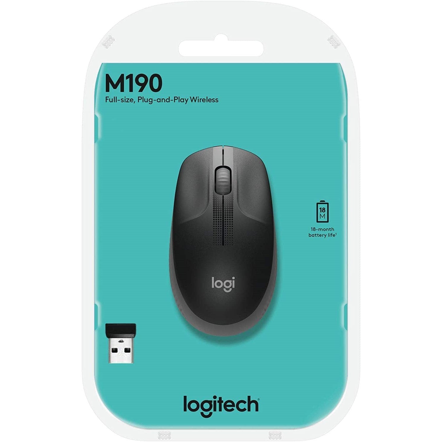 Logitech M190 Full Size Wireless Mouse – Charcoal