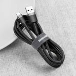 Baseus Cafule Cable CATKLF-BG1 Durable Nylon Braided Wire USB Type-C QC3.0 3A 1M Black-Grey