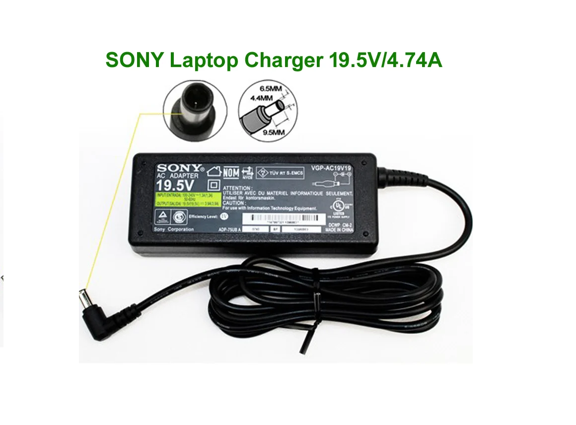 SONY Laptop Charger 19.5V/4.74A   6.5mm x 4.5mm