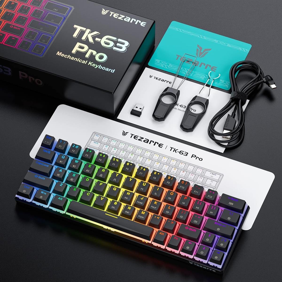 TEZARRE TK-63 Pro RGB WiRELESS MECHANiCAL GAMiNG KEYBOARD CW