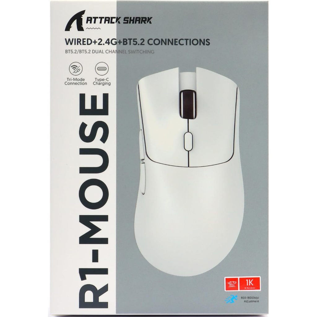 ATTACK SHARK R1 Wireless Gaming Mouse – White